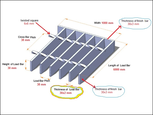 Serrated steel bar grating non galvanized finish